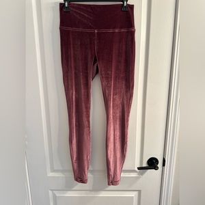 NWOT Womens Lululemon velour style maroon leggings size 10 rare!!!